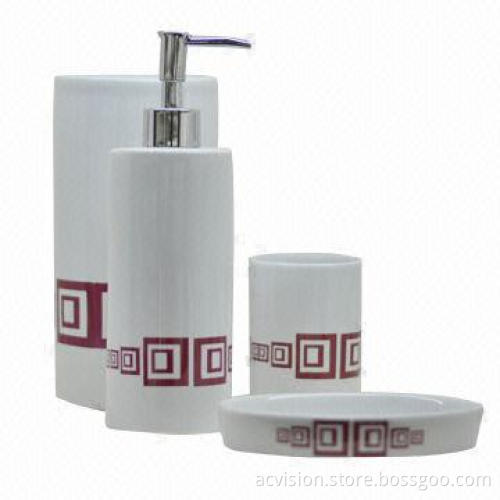 Ceramic bathroom set, 4pcs, with solid colour, suitable or hotels